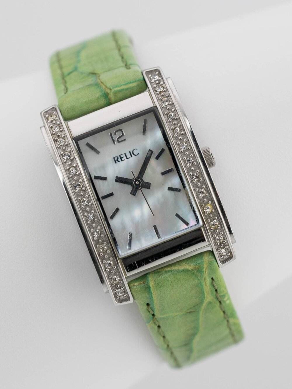 Relic ZR55118 Green Leather MOP Quartz Analog Women's Watch New Battery